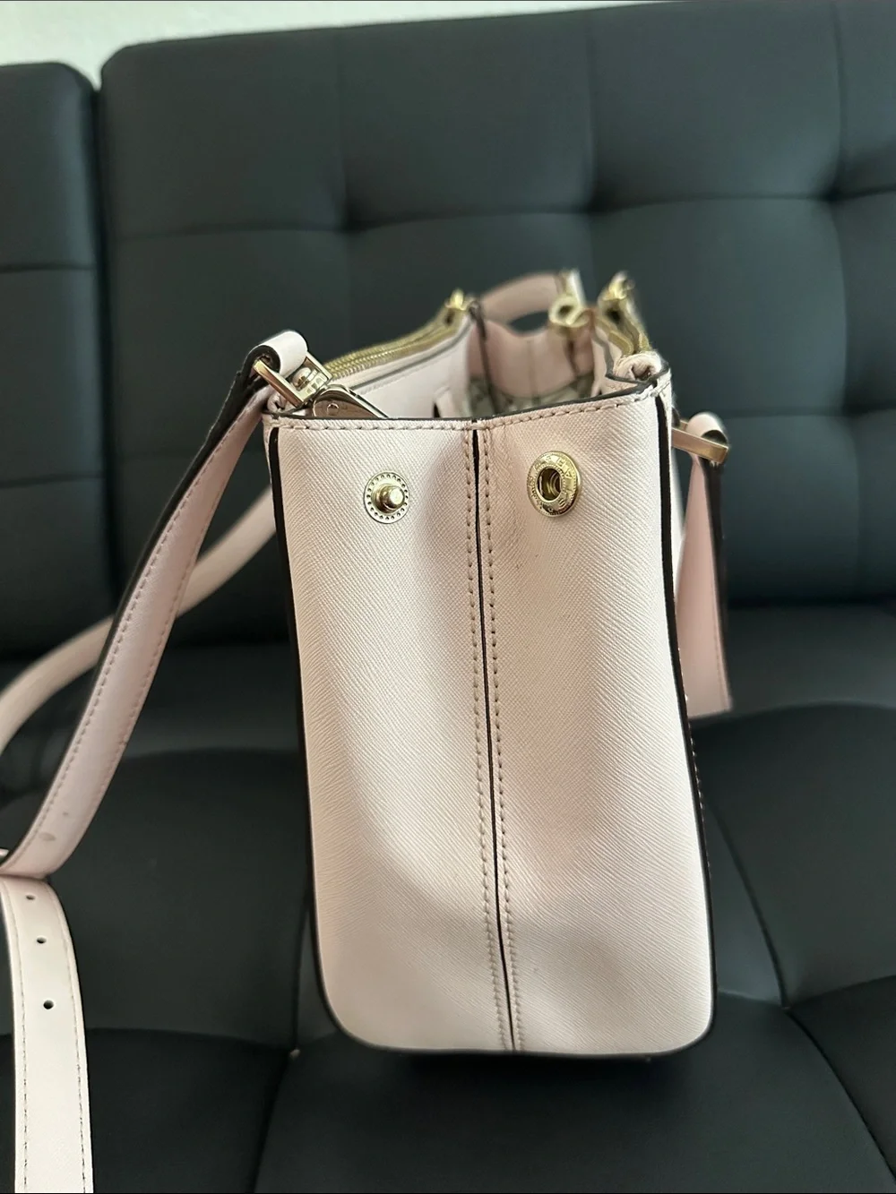kate spade Pale Pink Saffiano Leather Satchel with Gold Hardware